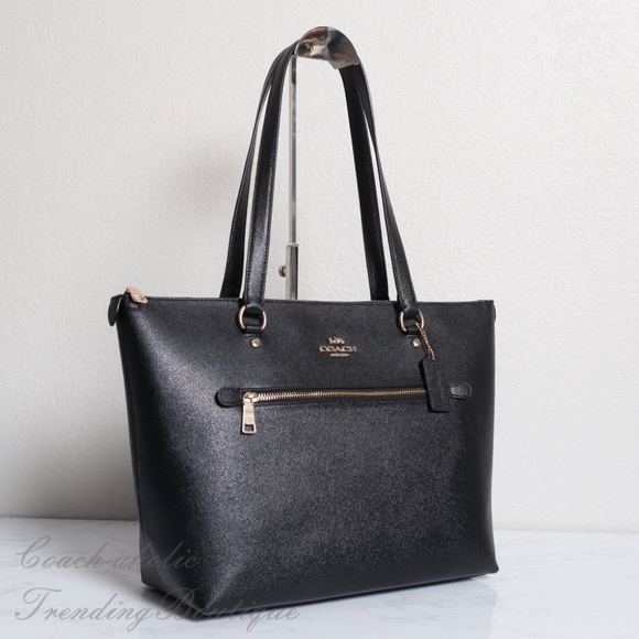 NWT Coach Gallery Tote in Black Crossgrain Leather - Picture 2 of 8